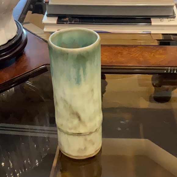 McCarty Pottery Accents Mccarty Bamboo Vase Nutmeg And Jade Mint